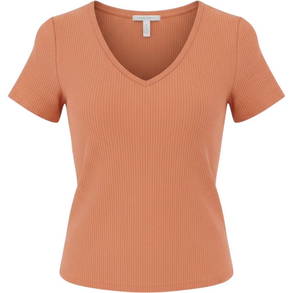 Wild Fable Coral Orange Ribbed V-Neck Crop Top Short Sleeve XL Y2K Summer Tee